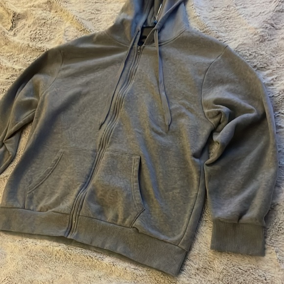 Grey Hoodie Sweatshirt Zipper Large - Picture 2 of 6